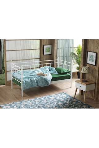 Bedliga Alpas Daybed Ferforje Metal Tek Kişilik Karyola 90X200