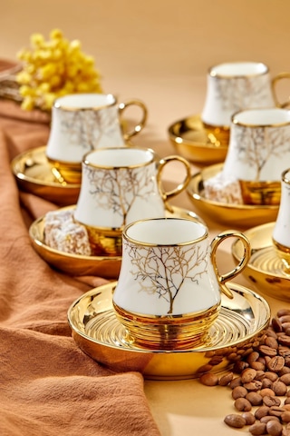 Autmn 6 Kişilik Porselen Desenli Çay Fincan Takımı