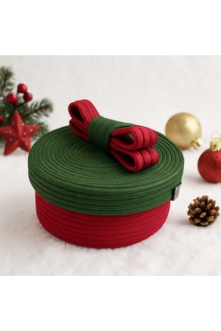 Mavaux Christmas 4 Lü Jüt Halatlı Dekoratif Hediye Sepeti Seti Kırmızı Yeşil Noel Sepeti Çok Renkli 12 X 23