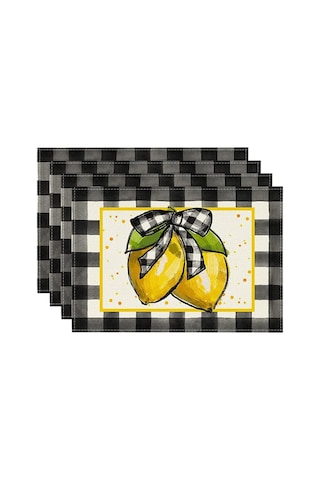 Buffalo Ekose Limon Placemats, 12x18 İnç Yemek Odası İçin 4 Set 2