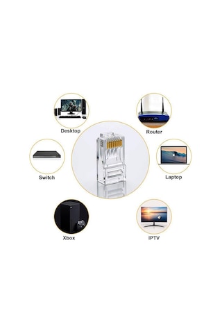Rj45 Cat6 Ethernet Konnektör Soketi 100 Adet