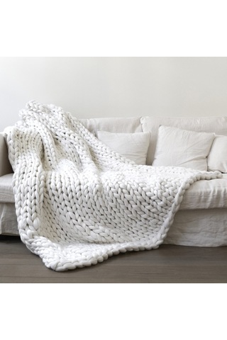 Sones Moda El Yapımı Polyester Battaniye, Boyut: 60x60cm Gri