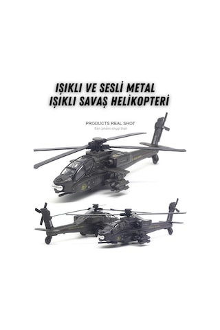 1:72 Işıklı Sesli Metal Çek Bırak Savaş Helikopteri Model Oyuncak Dayanıklı Dekoratif Helikopter