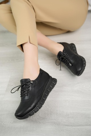 Nesil Shoes Acr 40 Siyah Simli Lastik Bağlı Kadın Ayakkabı-siyah Simli Siyah