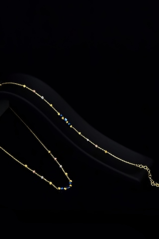 Papatya Silver 925 Ayar Gümüş Gold Kaplama Dorika Toplu , Lacivert Kare Boncuklu Set