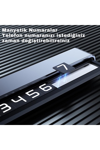 Polham Metal Premium Araç İçi Geçici Park İçin Telefon Numaratörü, Gizlenebilir Araç Numaratörü 1 Adet