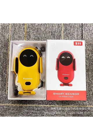 Yifomall S11 Sarı Akıllı Kızılötesi Algılama Araç İçi Kablosuz Şarj Telefon Tutucu Otomatik Taban Zarif Paket İçerir