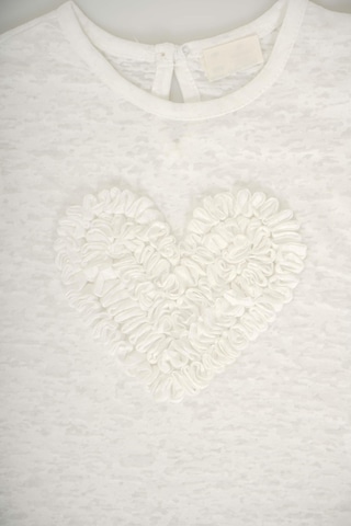 Kız Bebek Kalp Desenli Kol Modelli Pamuk Tişört Ekru