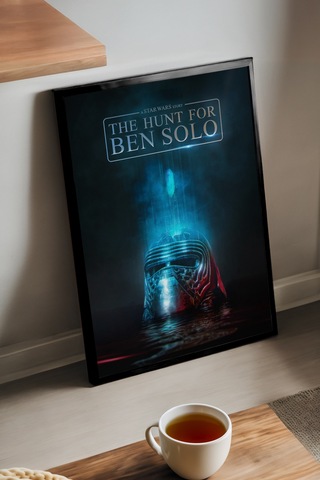 Hunt For Ben Solo Siyah Ahşap Çerçeveli Poster, Film Duvar Tablosu