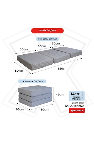 Xpermate Ultra Kalın Katlanır Sünger Yer Yatağı