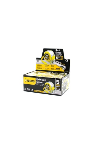 12 Adet 5mt X 25mt Şeffaf Stoplu Şerit Metre 0 - 300 MM