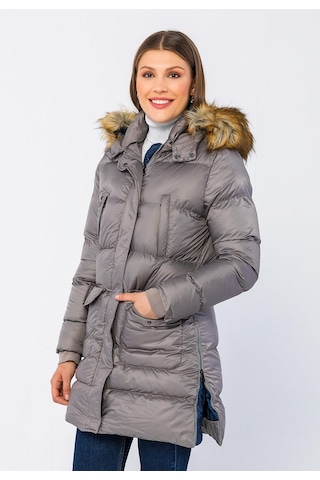 Cekmon Kadın Regular Fit Astarlı Çok Cepli Kapuşonu Çıkan Rahat Mont 001