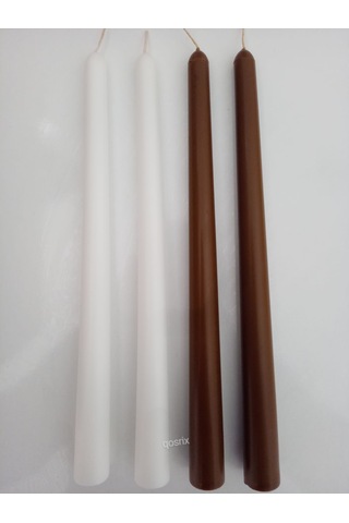 Yılbaşı Özel Serisi 4'lü Kahverengi Beyaz Şamdan Doğal Soya Mumu