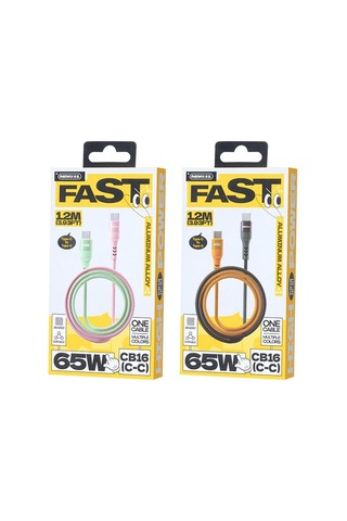 Remax Cb16 Pd65w Tip-c Tip-c Makaron Örgülü Hızlı Şarj Veri Kablosu, Uzunluğu: 1.2m Siyah Turuncu