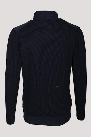 Erkek Triko Yarım Fermuarlı Triko Lacivert Slim Fit Desenli Pamuklu Knitwear Ncs Jeans 3709 Lacivert