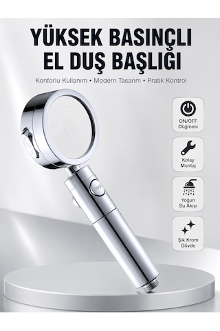 Kargo Kolay Montajlı 3 Modlu Yüksek Basınç Duş Başlığı Najmaddin Çok Renkli