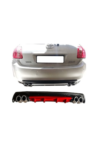 Toyota Auris Kırmızı Difüzör Çiftli Yuvarlak Egzoz Görünümlü D Tip Difizör