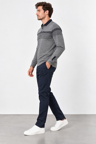 Bihan Store Erkek Polo Yaka Uzun Kollu Sweatshirt W27-248302 Siyah-gri Siyah Gri