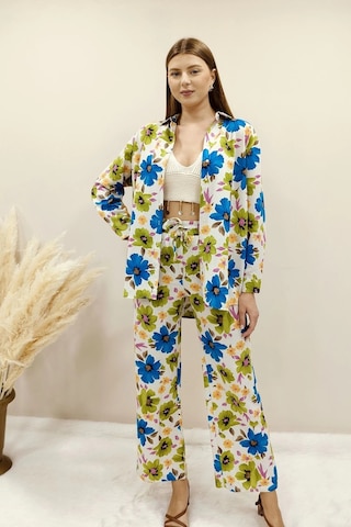 Asprinfashion Çiçek Desenli Viskon Takım Çok Renkli
