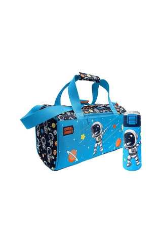 Coral High Lacivert Mavi Astronot Desenli Erkek Çocuk Spor Çantası Ve 500 Ml Çelik Matara Seti 27538