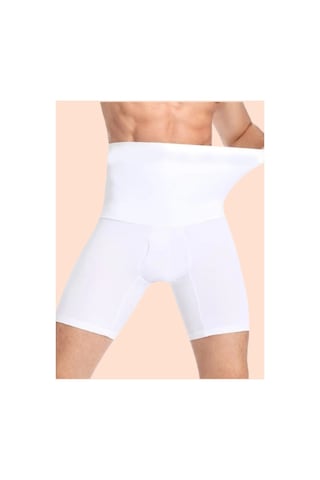 Erkek Bel Göbek Ve Kalça Toparlayıcı Erkek Yüksek Bel Korse Boxer Beyaz