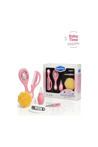 Babytime 6'lı Bebek Bakım Seti Pembe Burun Aspiratörü - Tarak - Fırça - Tırnak Makası ve Törpü Ak512