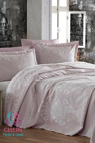 Çift Kişilik Pike Yatak Örtüsü Maria Lila