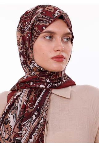 Tarzını Seç Retro Desenli Kadın Şal Bordo Estascarf Tarzinisecxsal06