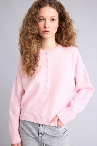 Defacto Regular Fıt Bisiklet Yaka Triko Kazak G9736ax26sppn473 Pembe-pn473