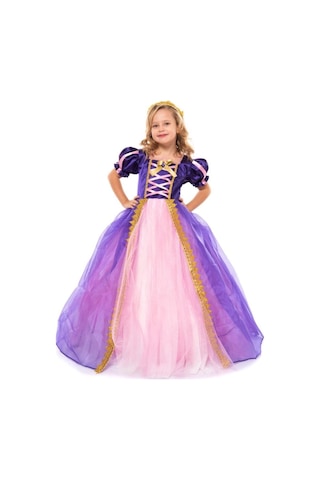 Patiska Nostalji Rapunzel Kostümü Pembe-mor