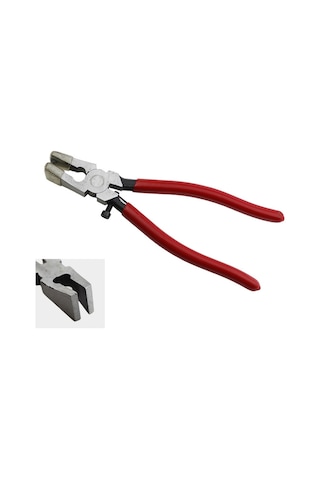 Youmex 8 İnç Cam Kenar Düzeltici Pense - Kırmızı Saplı Düz Ağızlı, Cam İşçiliği İçin Özel Tasarlanmış Dayanıklı Araç