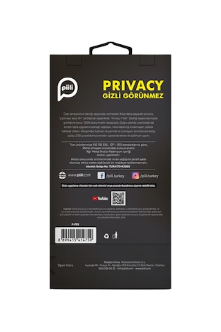 Piili Apple iPhone Uyumlu 17 Pro Hayalet Privacy Ekran Koruyucu