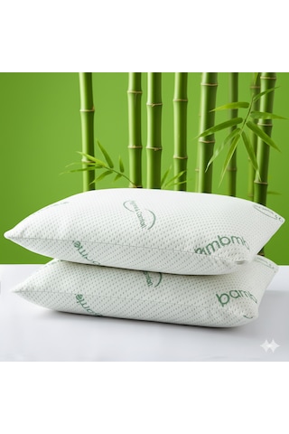 Heyner 2 Adet 1200 Gram Bamboo Yastık 50x70 Visco Bambu Yastık 2'li Paket Ortopedik Yastık Yeşil