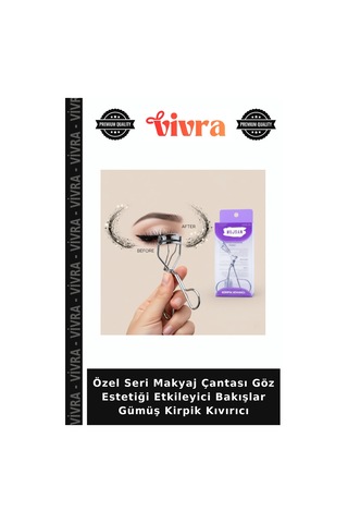 Özel Seri Makyaj Çantası Göz Estetiği Etkileyici Bakışlar Gümüş Kirpik Kıvırıcı