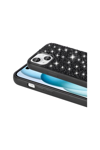 Apple Uyumlu iPhone 15 Kılıf Parlak Taşlı Tasarım Zore Linea Diamond Kapak Mavi Açık
