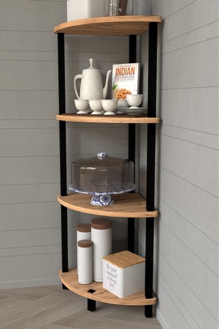 Gusto 4 Katlı Mutfak Rafı Çok Amaçlı Mutfak Düzenleyici Dekoratif Mutfak Raf Ünitesi Ve Organizer - Meşe Meşe