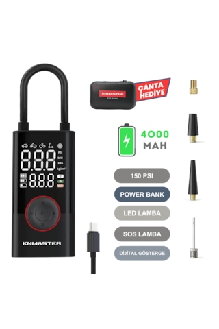 Knmaster Lp200: 150 Psı Dijital Göstergeli Şarjlı Hava Pompası