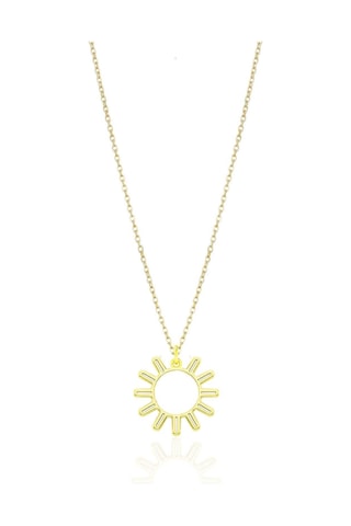 Oya Silver Modern Tasarım 24k Altın Kaplama Gümüş Güneş Kolye Oyot314
