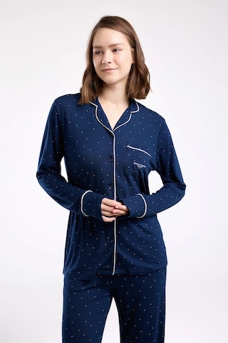 Pierre Cardin Kadın Lacivert Gömlek Pijama Takım Lacivert