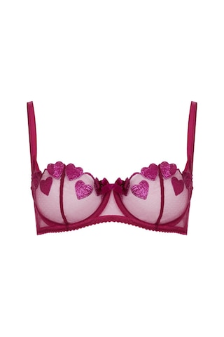 Agent Provocateur Liliya Magenta Balconette Destekli Sütyen - Işıltılı Nakışlı, Vintage Şıklık Pembe