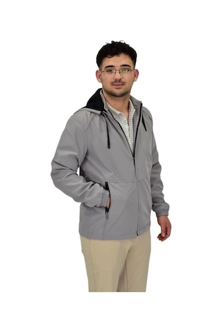 Erkek Mevsimlik Kapüşonlu Softjel Spor Mont 8077 Bgl-st04371 Gri