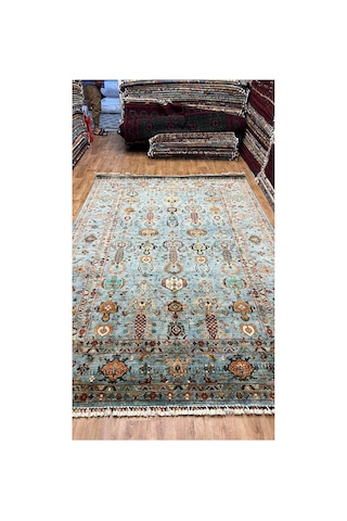 El Dokuma Afghan Halısı Turkuaz
