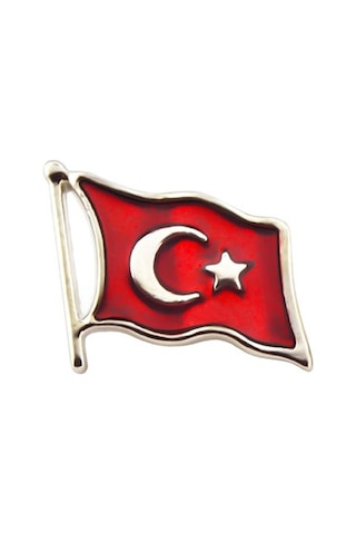 Anahtarlık Sepeti Türk Bayrağı Rölyef Dalgalı Rozet 2x1,5 Cm - Nikel