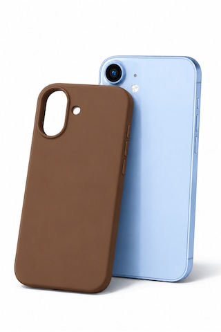 Apple İphone 17 Uyumlu Kılıf Renkli Lansman İçi Kadife Yumuşak Kamera Yükseltili Silikon Kahverengi