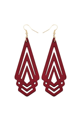 1 Çift Doğal Ahşap Küpe Geometik İçi Boş Üçgen Kişilik Kadın Için Basit Moda Takı, Metal Renk: Beyaz