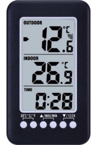 Folinda Dijital Lcd Zaman Ve Sıcaklık Gösterici, İç/ Dış Sıcaklık Ölçümü, Kablosuz Verici Cj3315rf - Pil Dahil Değil