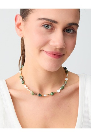 Jimmy Key Jimmy Key Kahverengi Renkli Boncuk Detaylı Metal Figürlü Ayarlanabilir Kolye 6sw426613800