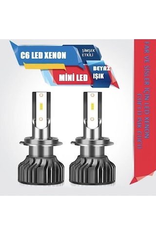 H7 Led Zenon C6 Mini Led Xenon Ampul 12800 Lümen Beyaz Renk 6000