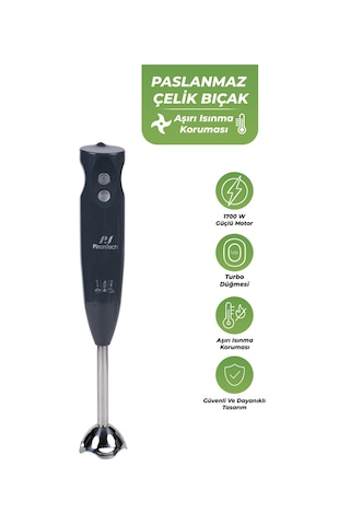 Pirantech YH-83 1700 W Çubuk El Blenderi Kolay Temizlenebilir Turbo Fonksiyonlu