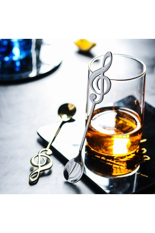 Honmex 304 Paslanmaz Çelik Gitar Desenli Kahve Kaşığı Müzik Stilinde Karıştırıcı Ve Servis Spoonu Gümüş Diğer